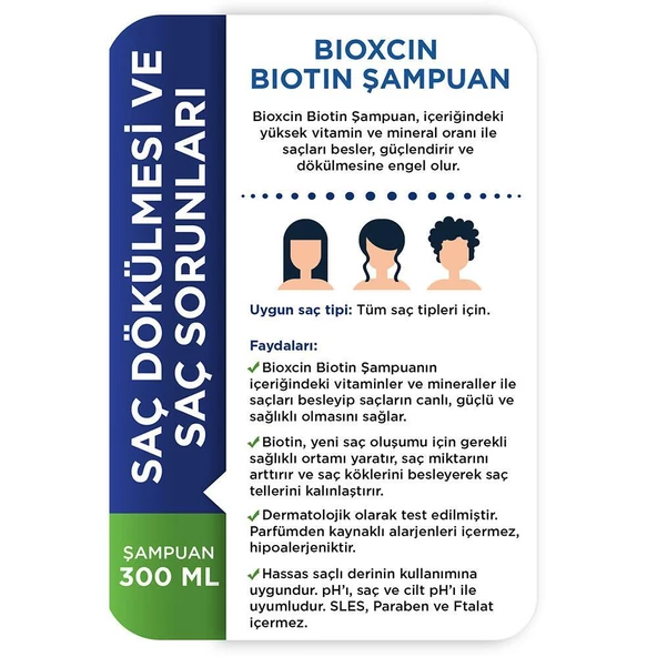 Bioxcin Biotin Saç ve Saç Derisi Şampuanı 300ml - Resim 3