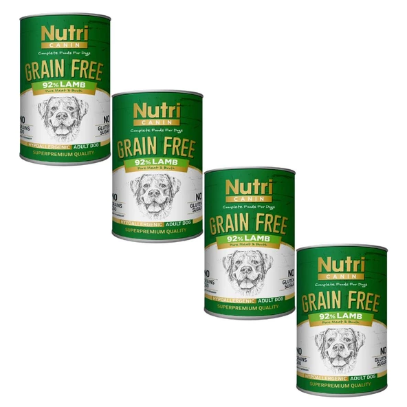 Nutri Canin 400Gr %92 Kuzu Etli Tatlı Patatesli Hipo Alerjenik Tahılsız 4Adet Yaş Köpek Maması