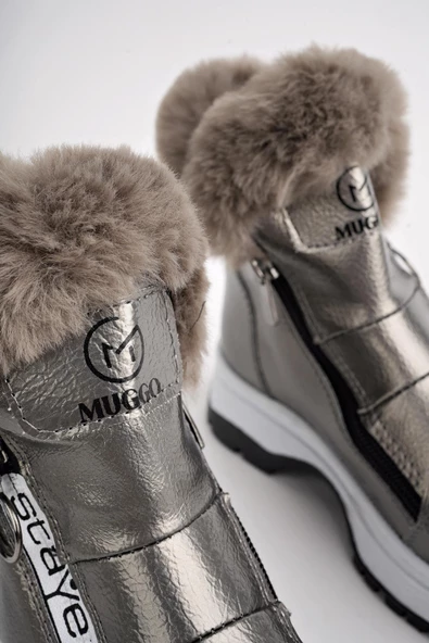 Muggo BUBBLE Garantili Kaymaz Taban İçi Kürklü Yandan Fermuarlı Çocuk Bot - 5