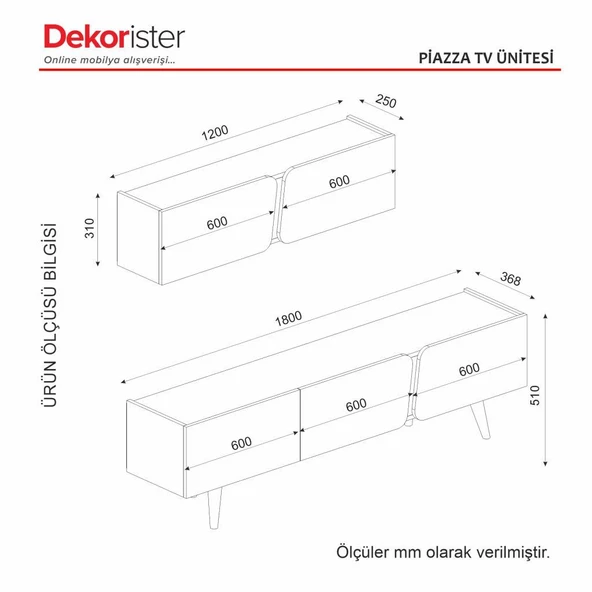 Dekorister Piazza Tv Ünitesi Cura - Antrasit - Nehirkumu - 8