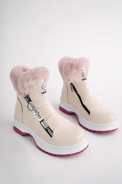 Muggo BUBBLE Garantili Kaymaz Taban İçi Kürklü Yandan Fermuarlı Çocuk Bot - 8