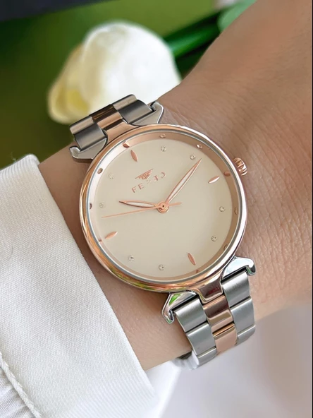 Ferro Çelik Kordon İyon Kaplama Kasa 3 Atm Suya Dayanıklı Kadın Kol Saati+Bileklik BFL40115-XE ürün görseli