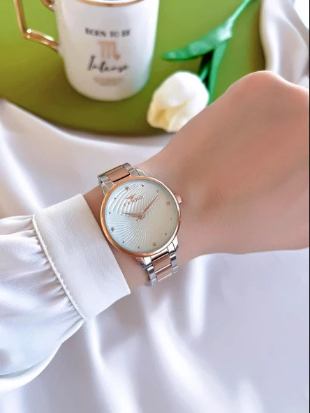 Ferro Çelik Kordon İyon Kaplama Kasa 3 Atm Suya Dayanıklı Kadın Kol Saati+Bileklik BFL40093-EX - Resim 2