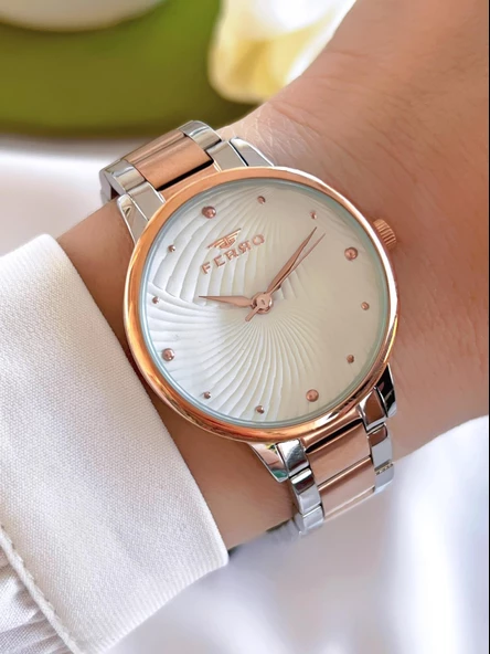 Ferro Çelik Kordon İyon Kaplama Kasa 3 Atm Suya Dayanıklı Kadın Kol Saati+Bileklik BFL40093-EX ürün görseli