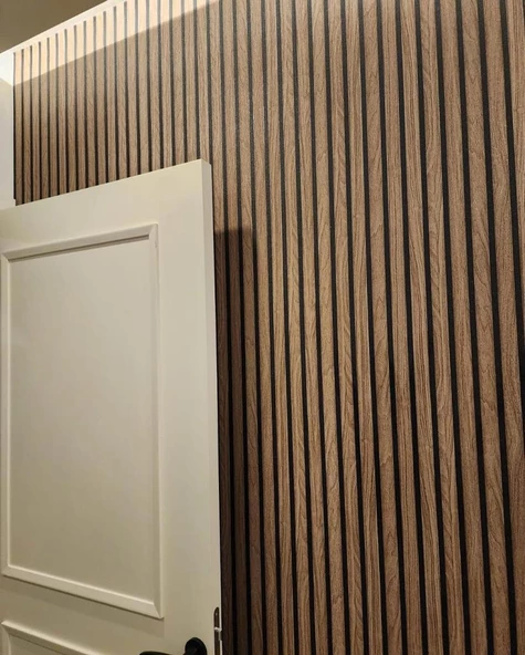 Renkli Duvarlar 16 M² 1.Sınıf Kalite Silinebilir Lambri Panel Ahşap Duvar Çıtası Desenli Premium Duvar Kağıdı 3406 - 2