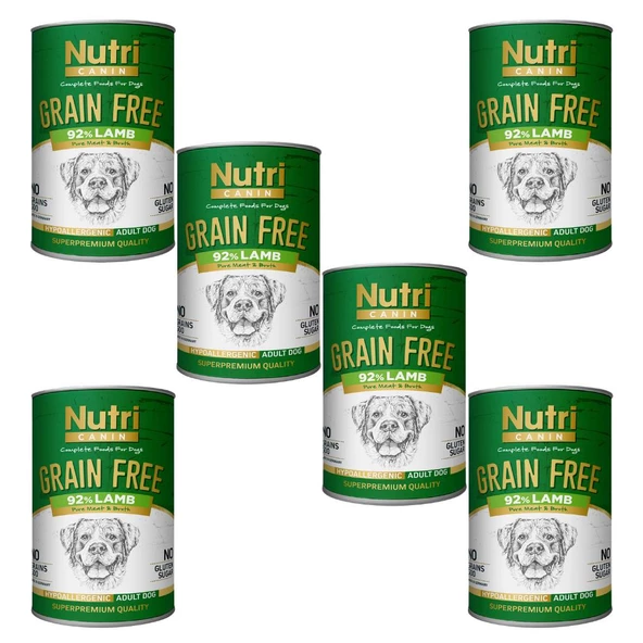 Nutri Canin 400Gr %92 Kuzu Etli Tatlı Patatesli Hipo Alerjenik Tahılsız 6Adet Yaş Köpek Maması