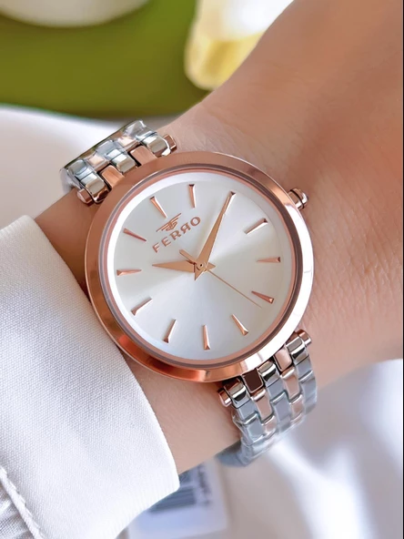 Ferro Çelik Kordon İyon Kaplama Kasa 3 Atm Suya Dayanıklı Kadın Kol Saati+Bileklik BFL21331-EX ürün görseli