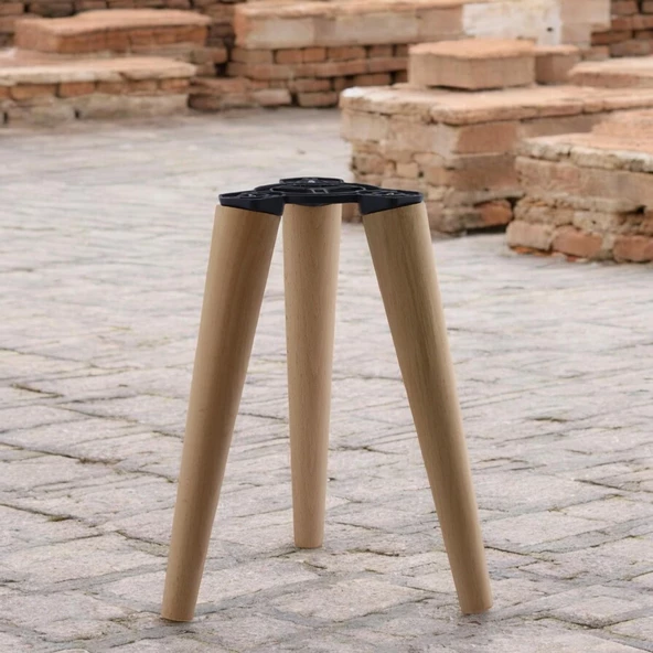 Ahşap Sehpa 3'lü Ayak Takımı 40 cm Zigon Puf Tabure Ayağı Masa Ayakları 40 cm Bağlantı Aparatı Dahil - 8