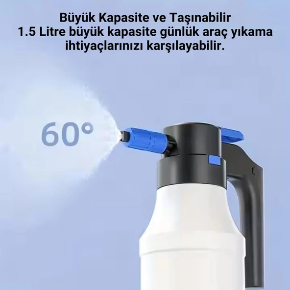 Polham Şarjlı Otomatik 1.5 Litre Yüksek Basınçlı Araç Yıkama Köpük Püskürtücü El Pompası, Otomobil Temizleme Pompası - 3
