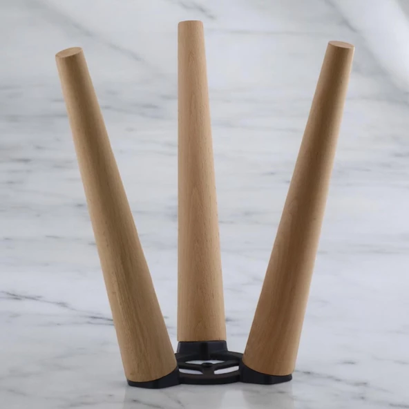 Ahşap Sehpa 3'lü Ayak Takımı 40 cm Zigon Puf Tabure Ayağı Masa Ayakları 40 cm Bağlantı Aparatı Dahil - 7