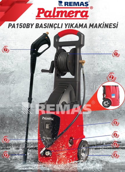 Palmera PA150BY 3000 Watt 150 Bar Basınçlı Yıkama Makinası - 3