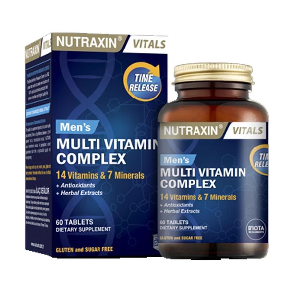 Nutraxin Vitals Mens Erkekler İçin Multi Vitamin Takviye Edici Gıda 60 Tablet