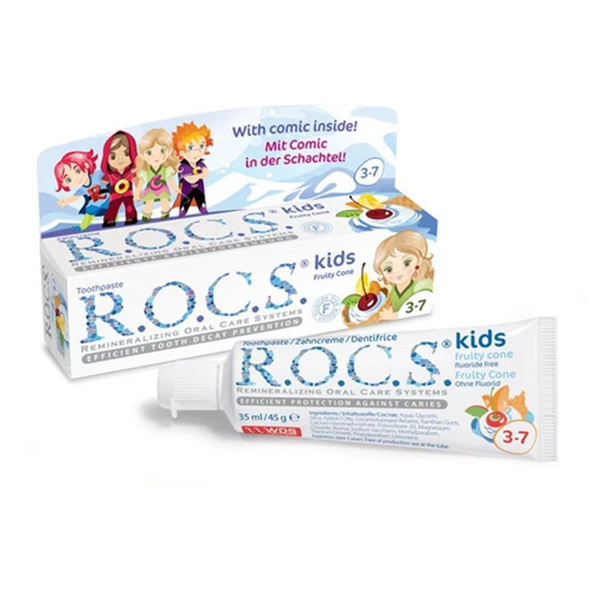 Rocs Kids Fruity Cone 3-7 Yaş Florürsüz Diş Macunu - Meyve Külahı 35 ml