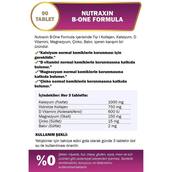 Nutraxin Osteo B-One Formula Kolajen Takviye Edici Gıda 90 Tablet - 2