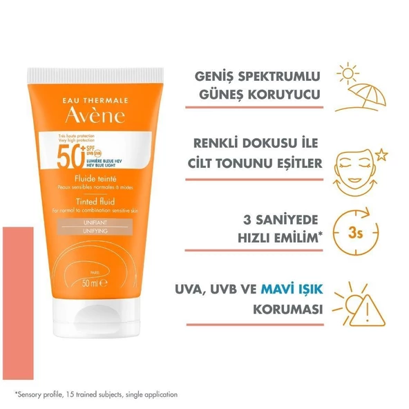 Avene Solaire Tinted Fluid Renkli Güneş Kremi SPF50+ 50 ml - 2