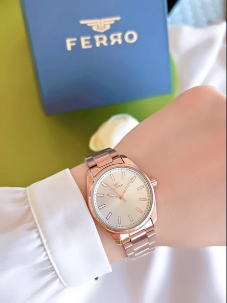 Ferro Çelik Kordon İyon Kaplama Kasa 3 Atm Suya Dayanıklı Kadın Kol Saati+Bileklik BFL21161-SY - Resim 2