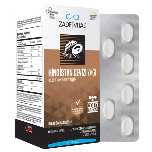 Zade Vital Hindistan Cevizi Yağı 60 Kapsül