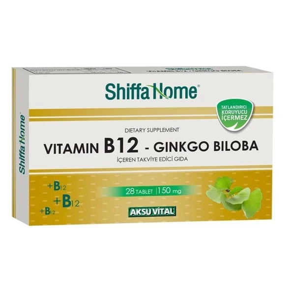 Shiffa Home Vitamin B12-Ginkgo Biloba İçeren Takviye Edici Gıda 150mgX28