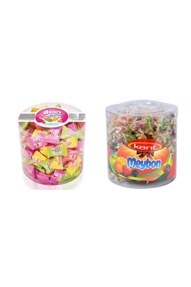 KENT Elvan Ibon Karışık Meyveli Şeker 1 Kg + Meybon Mini Meyveli 504 Gr - Resim 1