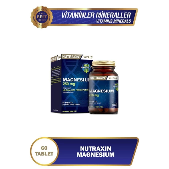 Nutraxin Magnesium 250mg Takviye Edici Gıda 60 Tablet