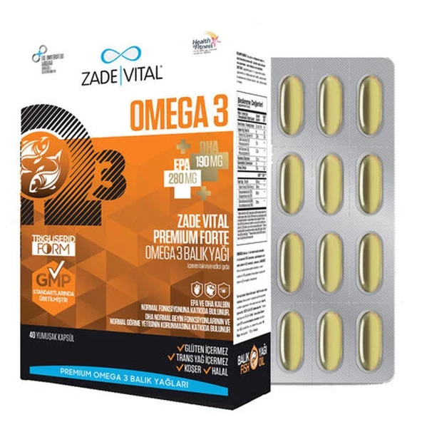 Zade Vital Omega 3 Forte Balık Yağı 40 Kapsül ürün görseli 1