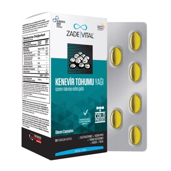 Zade Vital Kenevir Tohumu Yağı 30 Yumuşak Kapsül