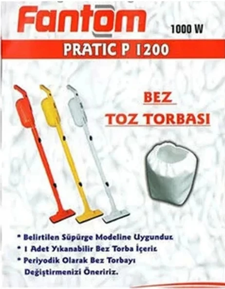 FANTOM Pratik Dik Süpürge Torbası Bez Torba (Pratıc P 1200 / Speedy Du 2000 Torba Filitre Özelliklidir)