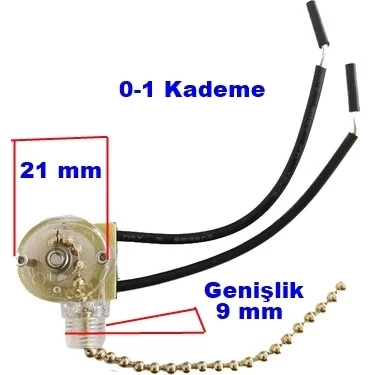 Zincirli Tavan Vantilatörü Abajur Aplik Anahtarı 0-1 Zincirli Anahtar On-Of - 2