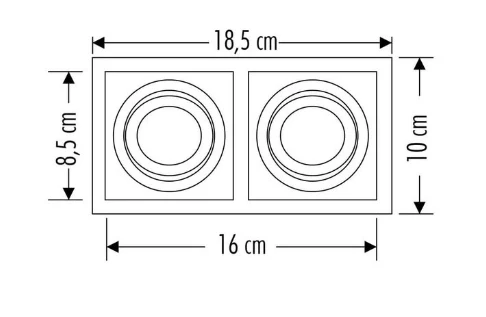 CATA Pars Beyaz-Siyah Kare Spot 2Li Sıva Altı GU-10 Duylu (Ampulsüz) - 2