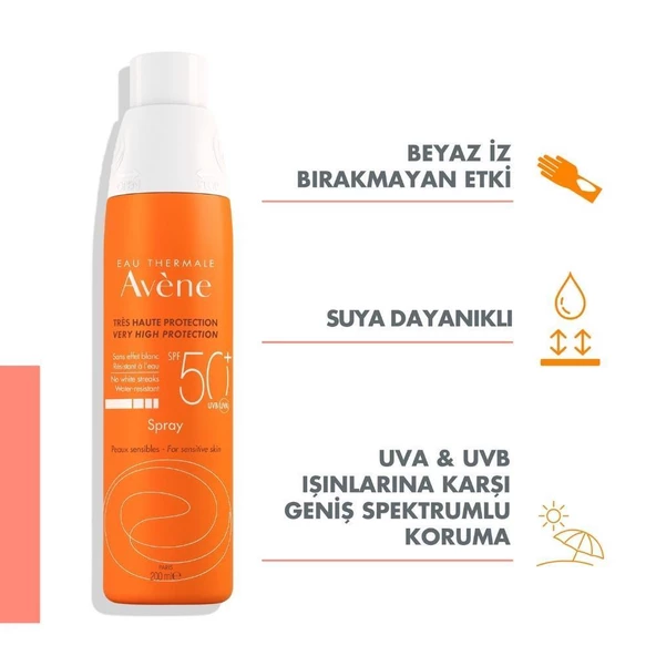 Avene Hassas Ciltler için Güneş Koruyucu Sprey SPF50+ 200ml - 2