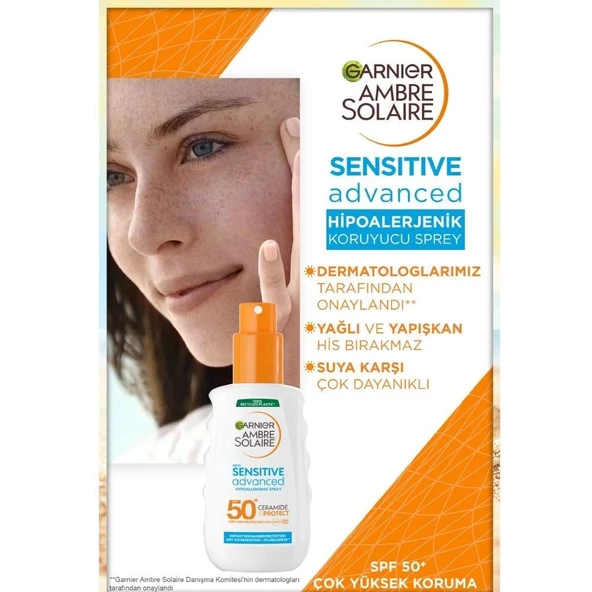 Garnier Ambre Solaire Sensitive Advanced Hipoalerjenik Güneş Koruyucu Sprey Spf50 150ml - 2