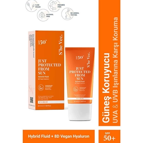 She Vec Just Protected From Sun Aydınlatıcı ve Leke Karşıtı Güneş Koruyucu Krem SPF50 50ml