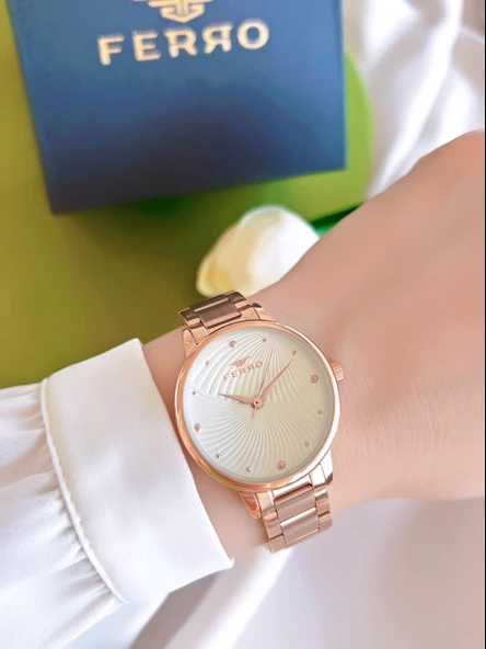 Ferro Çelik Kordon İyon Kaplama Kasa 3 Atm Suya Dayanıklı Kadın Kol Saati+Bileklik BFL8A2112FE - 2