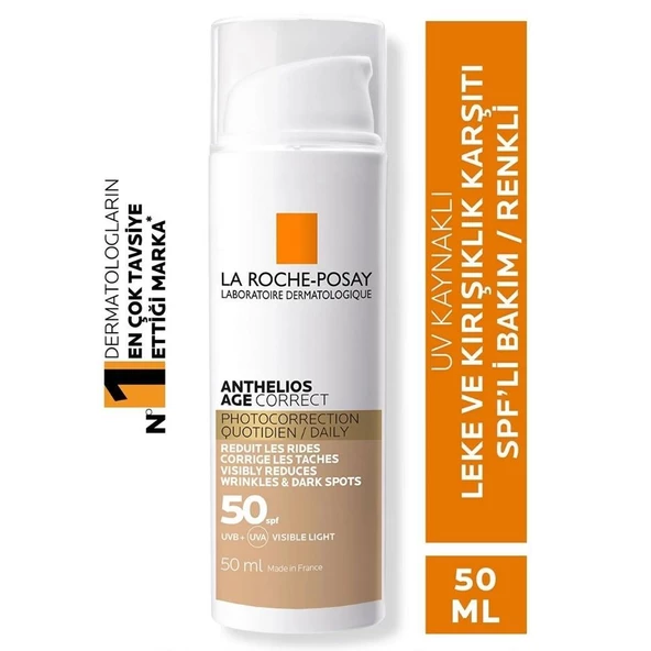 La Roche Posay Anthelios Age Correct Renkli SPF50 Leke ve Kırışıklık Karşıtı Güneş Koruyucu Yüz Kremi 50ml