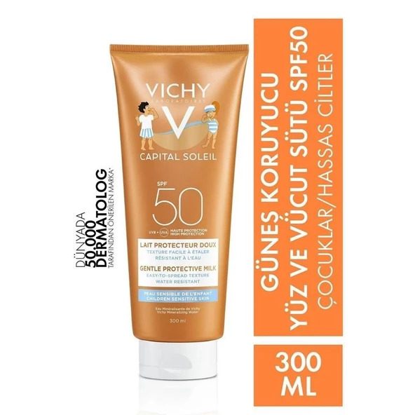 Vichy Ideal Soleil Lait Enfants Çocuklar için Yüksek Korumalı Yüz ve Vücut Güneş Sütü SPF50 300ml