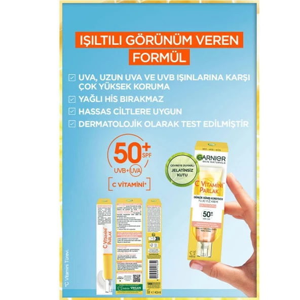Garnier C Vitamini Parlak Günlük Güneş Koruyucu SPF50 40ml - 5