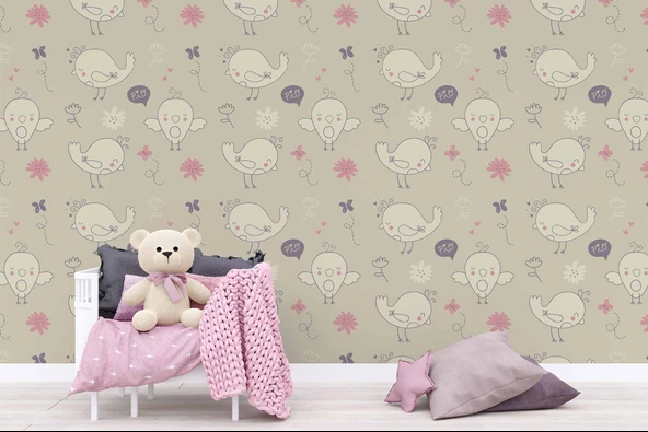 Civciv Desenli Çocuk Odası Duvar Kağıdı Baskı - Resim 5