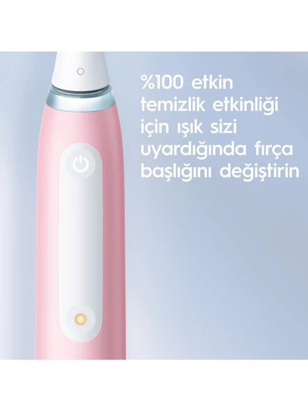 Oral-B iO3 Pembe Elektrikli Diş Fırçası, 1 Diş Fırçası Başlığı, Braun Tasarımı - 2