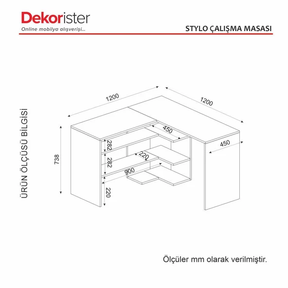 Dekorister Stylo Çalışma Masası Beyaz - 8