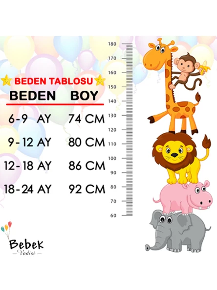 Trend Tavşan Detaylı Baskılı Fiyonk Kulaklı Fermuar Kapüşonlu Kışlık İçi Peluş Kız Bebek Mont Şişme - 11
