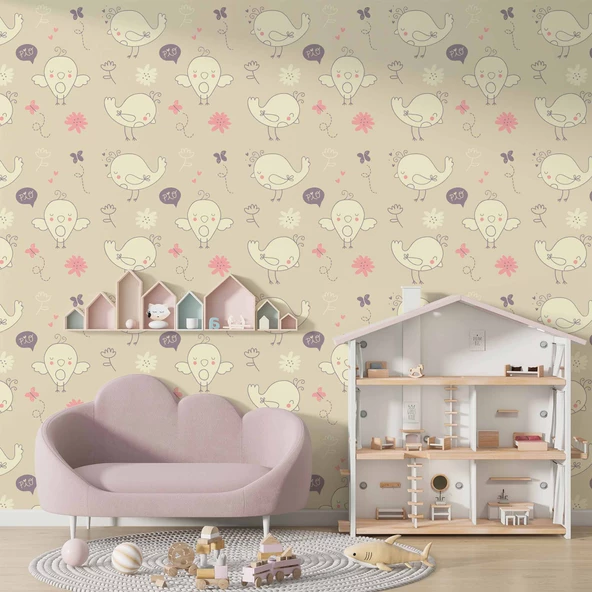 Civciv Desenli Çocuk Odası Duvar Kağıdı Baskı ürün görseli