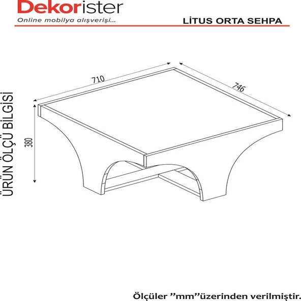 Dekorister Litus Camlı Orta Sehpa Ceviz-Antrasit - 6