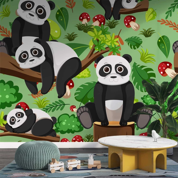 Panda Temalı Çocuk Odası Duvar Kağıdı Baskı - 3