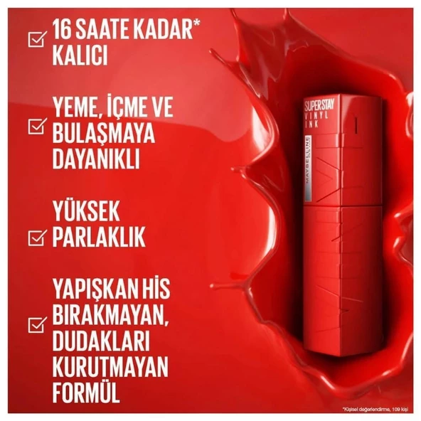 Maybelline New York Super Stay Vinyl Ink Likit Ruj - 55 Royal - Resim 5