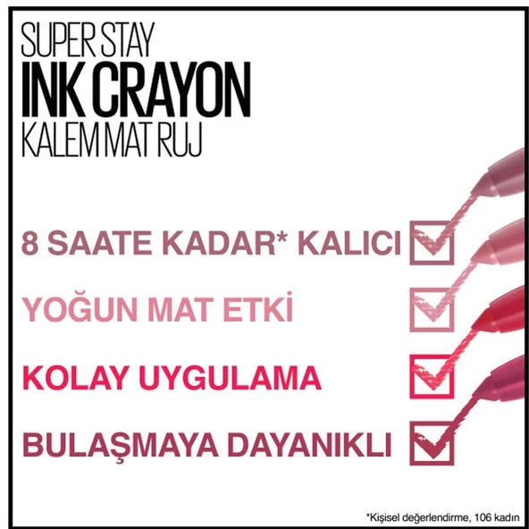 Maybelline New York Super Stay Ink Crayon Kalem Mat Ruj- Spiced Up - 100 Reach High - 5