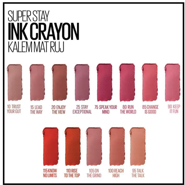 Maybelline New York Super Stay Ink Crayon Kalem Mat Ruj- Spiced Up - 100 Reach High - 6