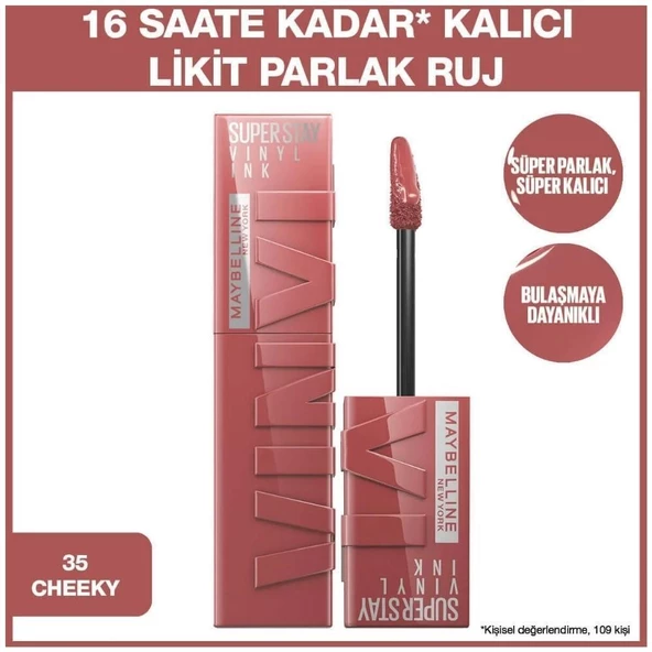 Maybelline New York Super Stay Vinyl Ink Likit Ruj - 35 Cheeky - 2