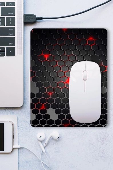 SonicTouch Siyah Petek Desenli Kaydırmaz Gaming Oyuncu Masaüstü Dikişsiz Mouse Pad/Ped (Mouse Altlığı) 17x21cm - 3