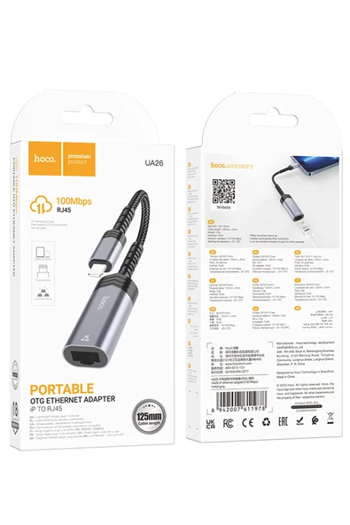 UA26 Tak Çalıştır Lightning to RJ45 100 Mbps Ethernet Dönüştürücü - 5
