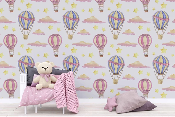 Uçan Balon Temalı Çocuk Odası Duvar Kağıdı Baskı - Resim 5